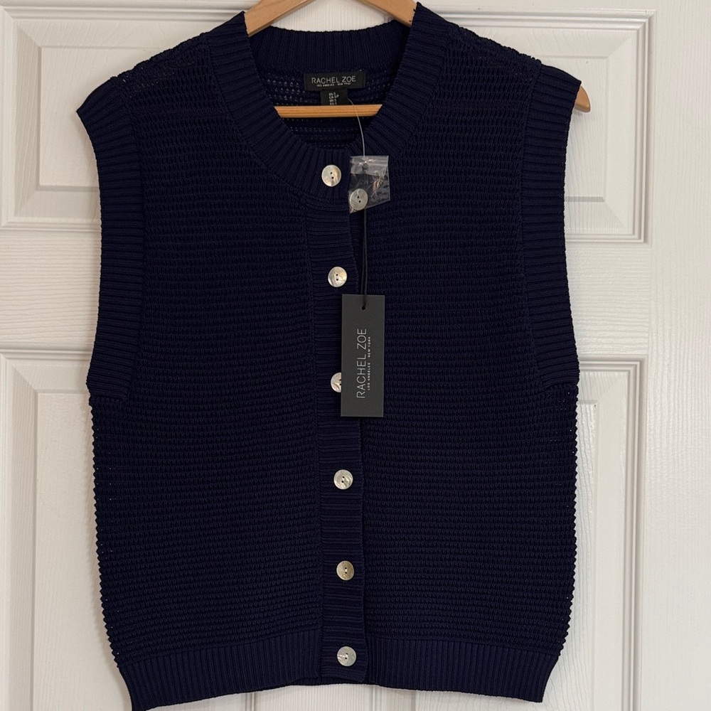 Rachel Zoe Knit Sweater Vest Blue Size S